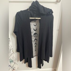 Midnight Hour Embroidered Moon Phase Black Cardigan in size USWXL